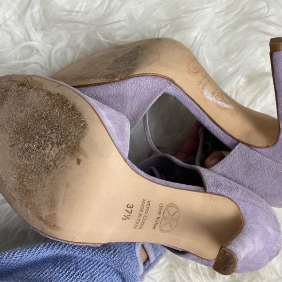 Dee Keller Lavender Suede Tie Heels 37.5 - Picture 6 of 12